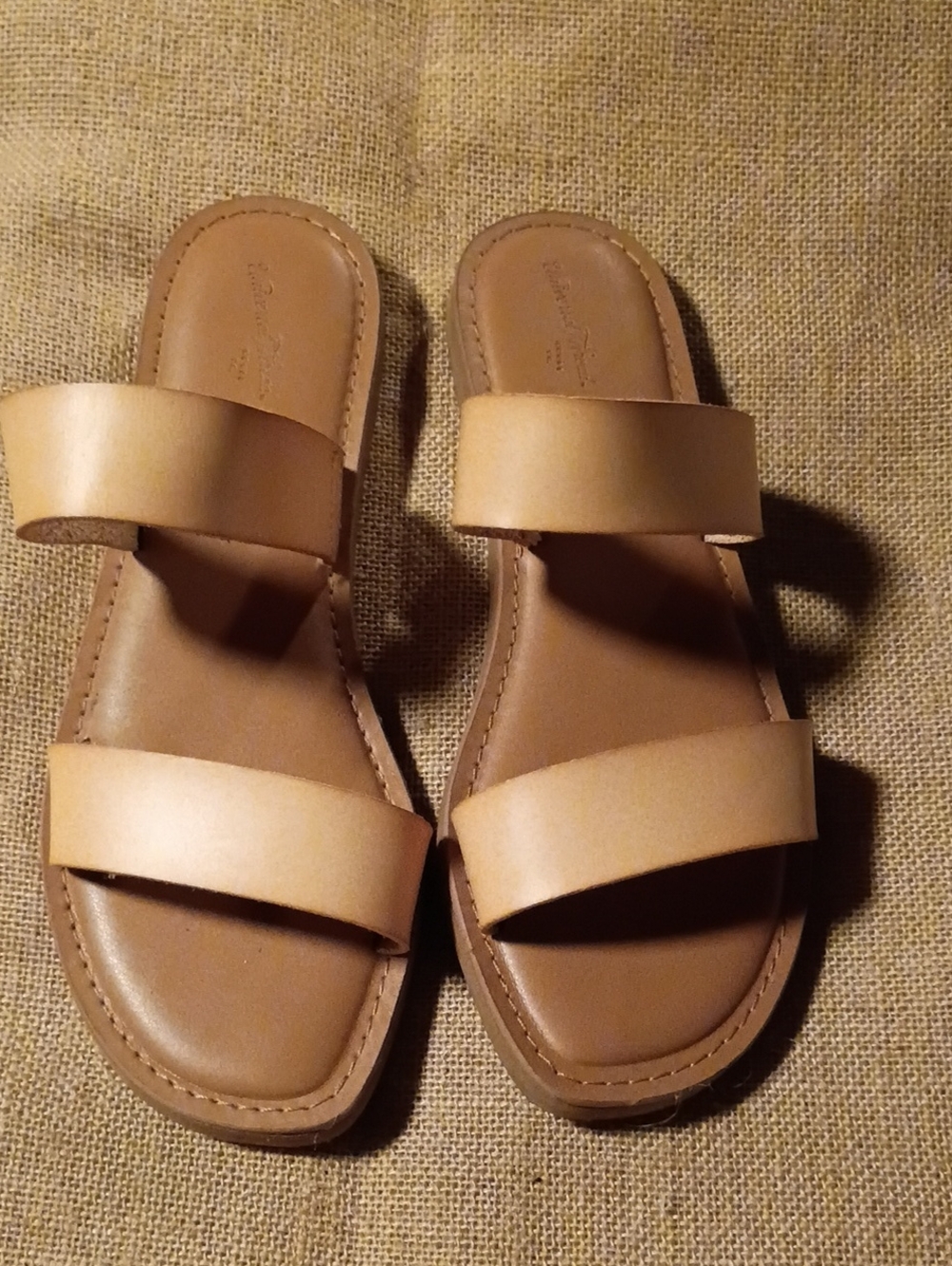 Universal Thread Light Brown Double Strap Slide Sandals